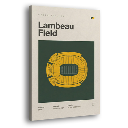 Green Bay Packers Lambeau Field Stadium Vintage Side - Canvas Wall Art
