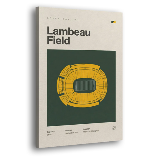 Green Bay Packers Lambeau Field Stadium Vintage Side - Canvas Wall Art