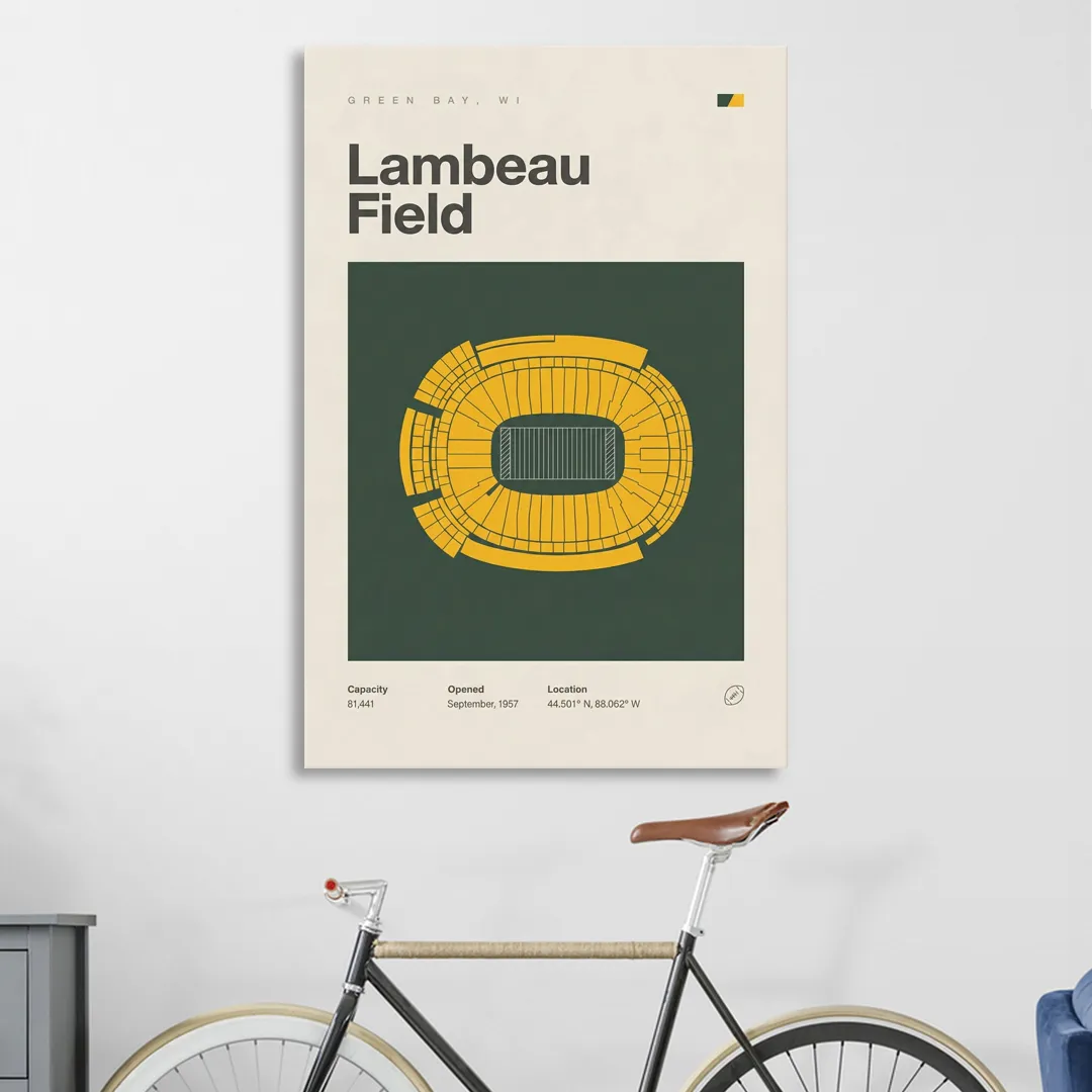 Green Bay Packers Lambeau Field Stadium Vintage Living Room - Canvas Wall Art