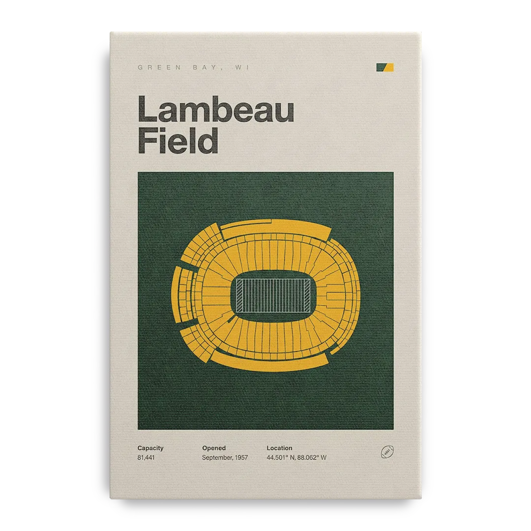 Green Bay Packers Lambeau Field Stadium Vintage Front - Canvas Wall Art