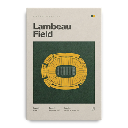 Green Bay Packers Lambeau Field Stadium Vintage Front - Canvas Wall Art