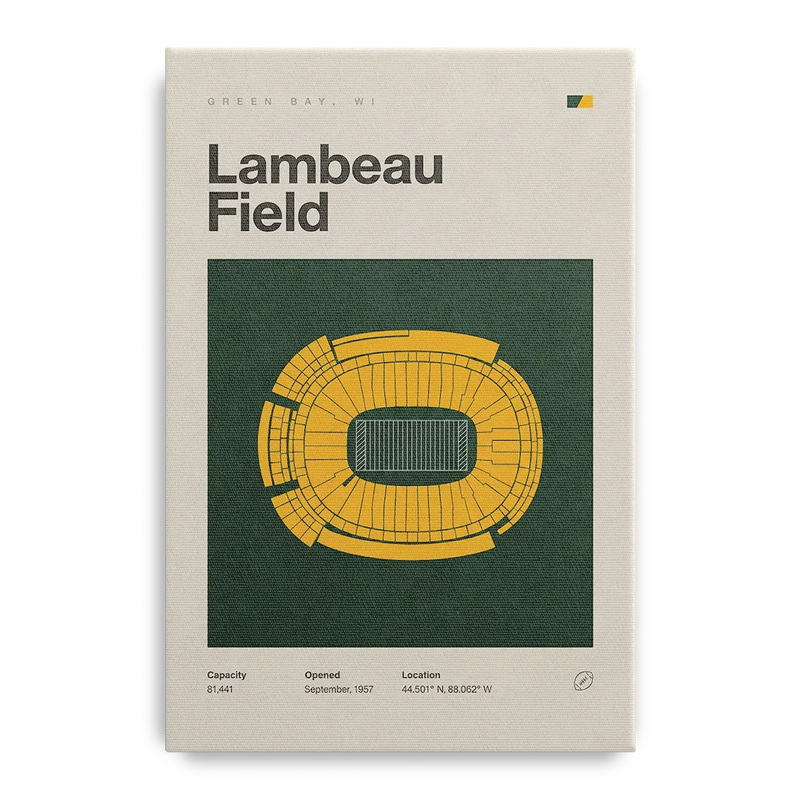 Green Bay Packers Lambeau Field Stadium Vintage Front - Canvas Wall Art