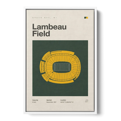 Green Bay Packers Lambeau Field Stadium Vintage Front - White Canvas Wall Art