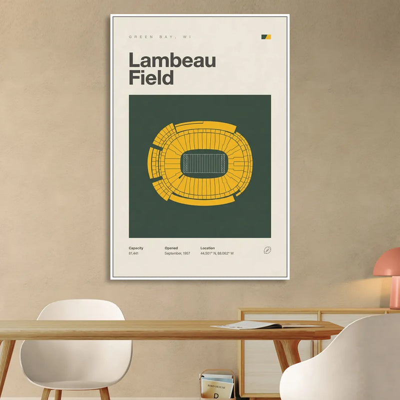 Green Bay Packers Lambeau Field Stadium Vintage Living Room - White Canvas Wall Art