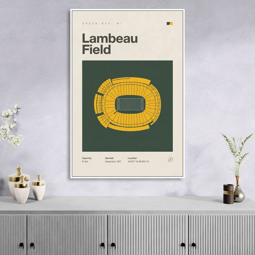 Green Bay Packers Lambeau Field Stadium Vintage Sitting Room - White Canvas Wall Art