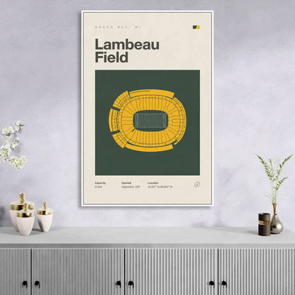 Green Bay Packers Lambeau Field Stadium Vintage Sitting Room - White Canvas Wall Art