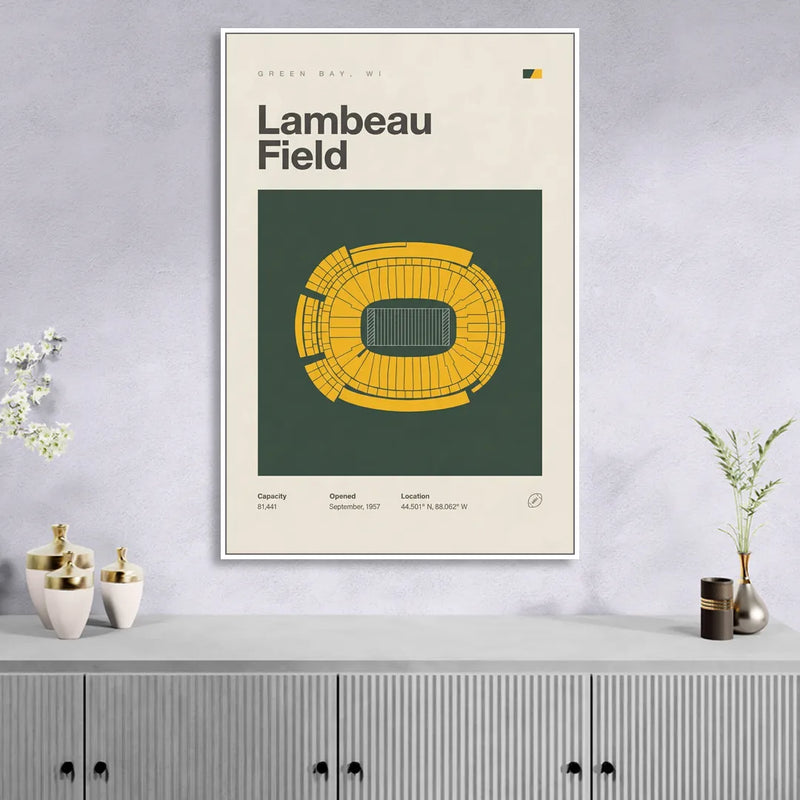 Green Bay Packers Lambeau Field Stadium Vintage Sitting Room - White Canvas Wall Art