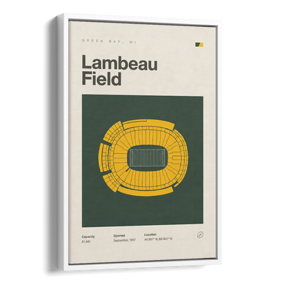 Green Bay Packers Lambeau Field Stadium Vintage Side - White Canvas Wall Art