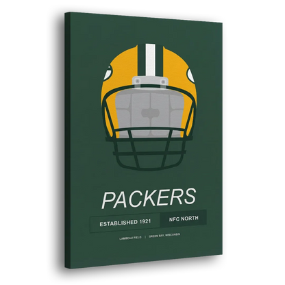 Green Bay Packers Helmet 1921 Illustration Side - Canvas Wall Art
