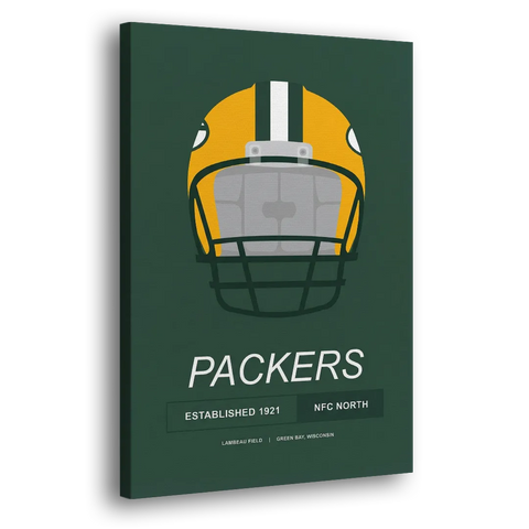 Green Bay Packers Helmet 1921 Illustration - Canvas Wall Art