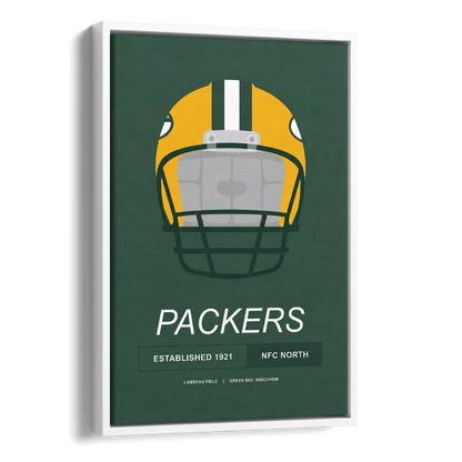 Green Bay Packers Helmet 1921 Illustration Side - White Canvas Wall Art