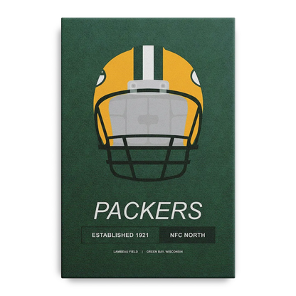 Green Bay Packers Helmet 1921 Illustration Front - Canvas Wall Art