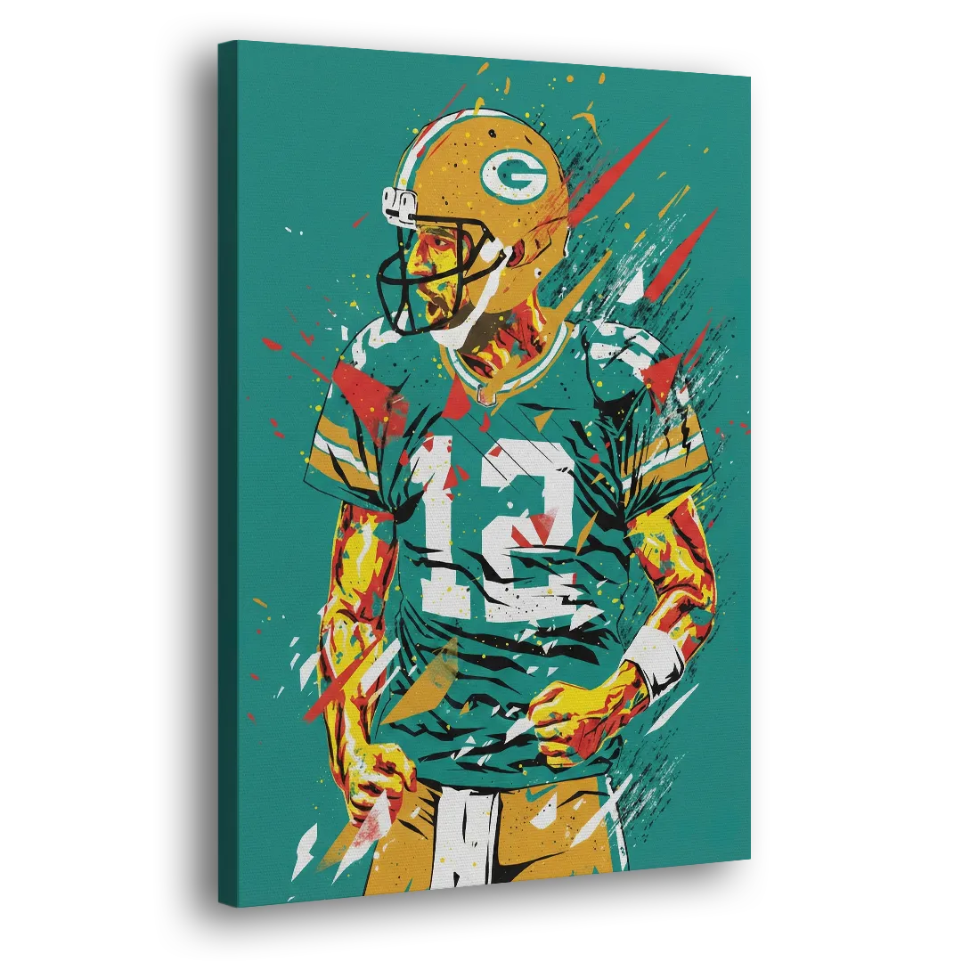 Green Bay Packers Pop Art - Aaron Rodgers Side - Canvas Wall Art