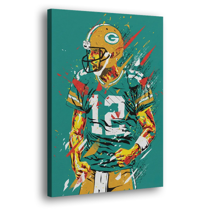 Green Bay Packers Pop Art - Aaron Rodgers Side - Canvas Wall Art