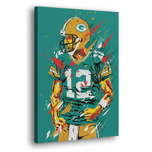 Green Bay Packers Pop Art - Aaron Rodgers Side - Canvas Wall Art