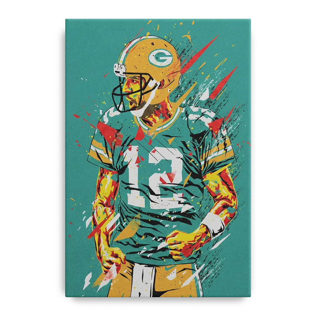 Green Bay Packers Pop Art - Aaron Rodgers Front - Canvas Wall Art