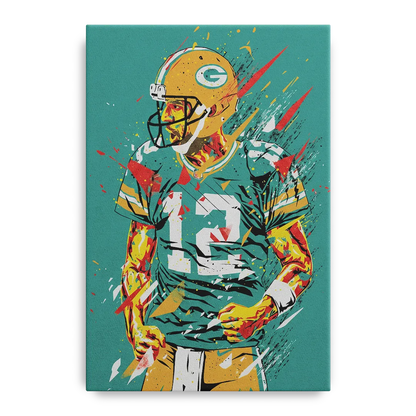 Green Bay Packers Pop Art - Aaron Rodgers Front - Canvas Wall Art