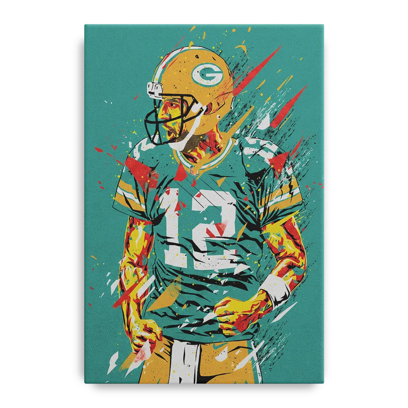 Green Bay Packers Pop Art - Aaron Rodgers Front - Canvas Wall Art