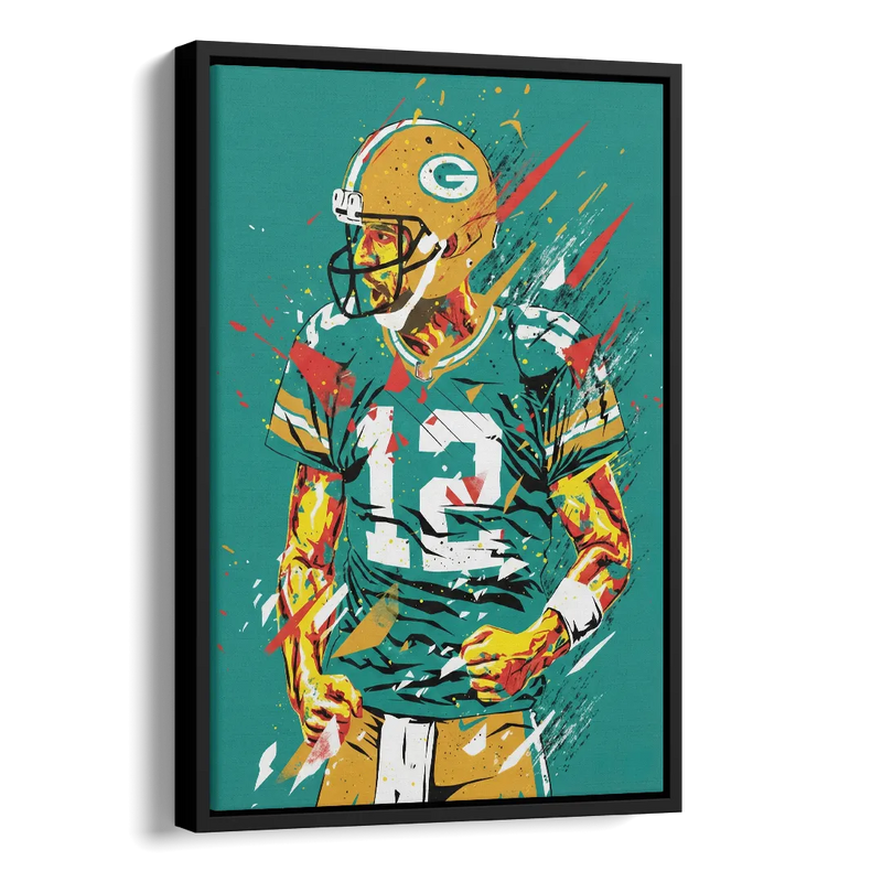 Green Bay Packers Pop Art - Aaron Rodgers Side - Black Canvas Wall Art