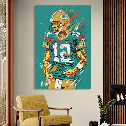 Green Bay Packers Pop Art - Aaron Rodgers Sitting Room - Canvas Wall Art