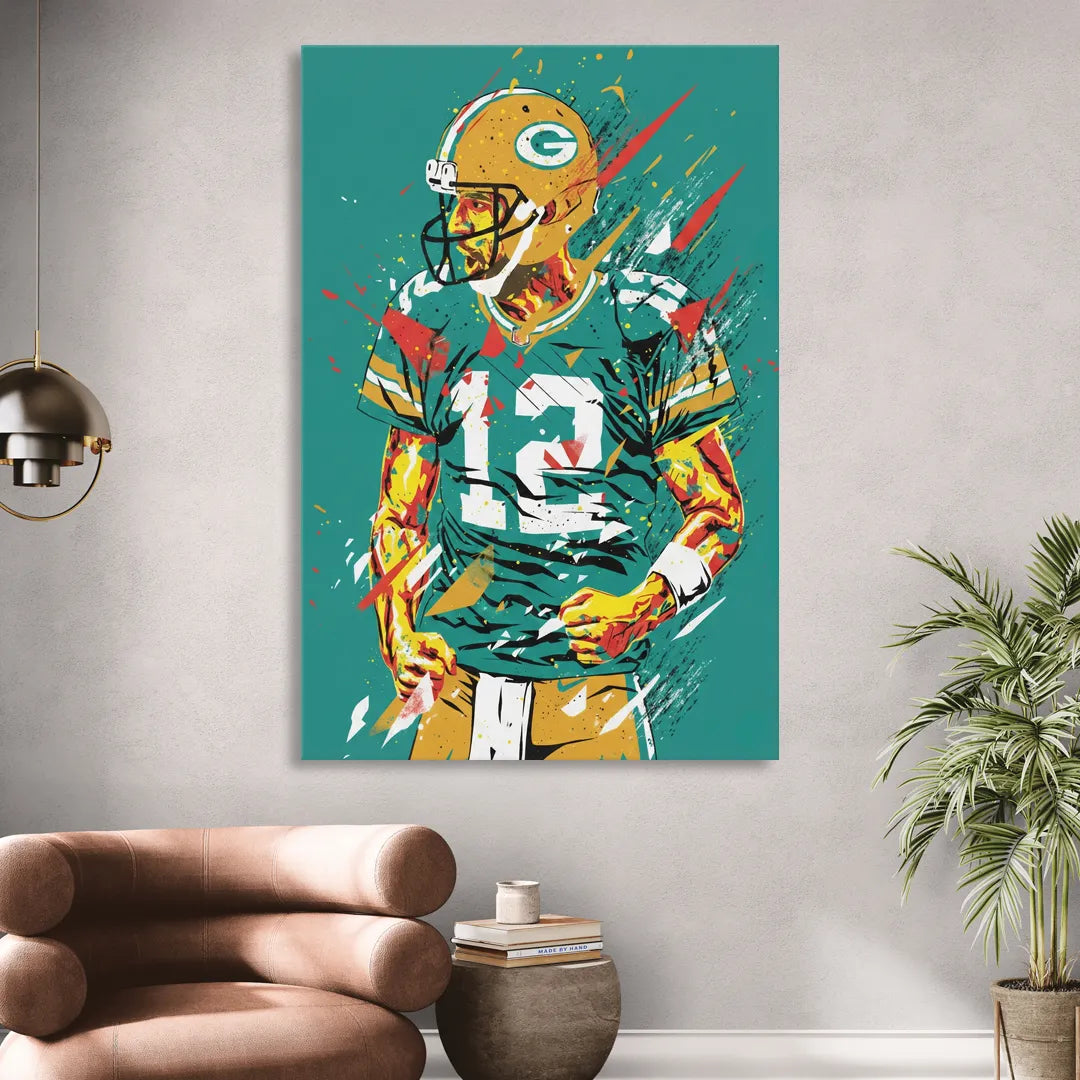 Green Bay Packers Pop Art - Aaron Rodgers Living Room - Canvas Wall Art