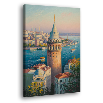 Galata Tower View Side - Canvas Wall Art