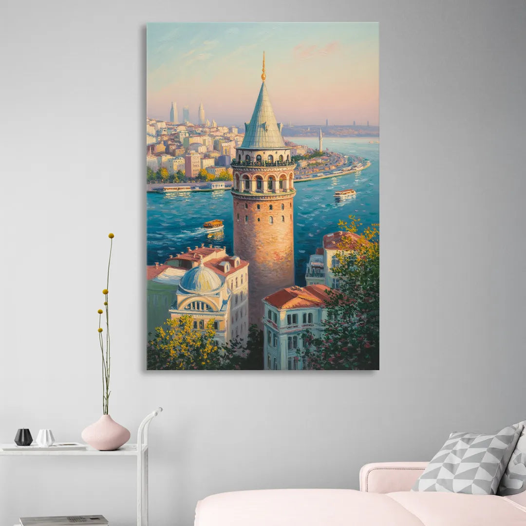 Galata Tower View Living Room - Canvas Wall Art