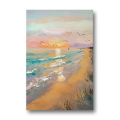 Galveston Beach Sunrise - Canvas Wall Art - Front