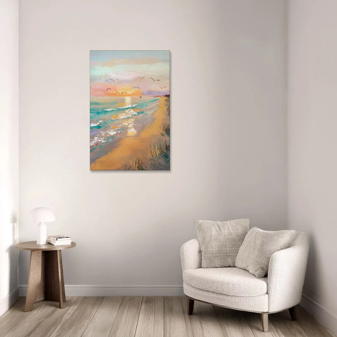 Galveston Beach Sunrise - Canvas Wall Art - Sofa - 24x36