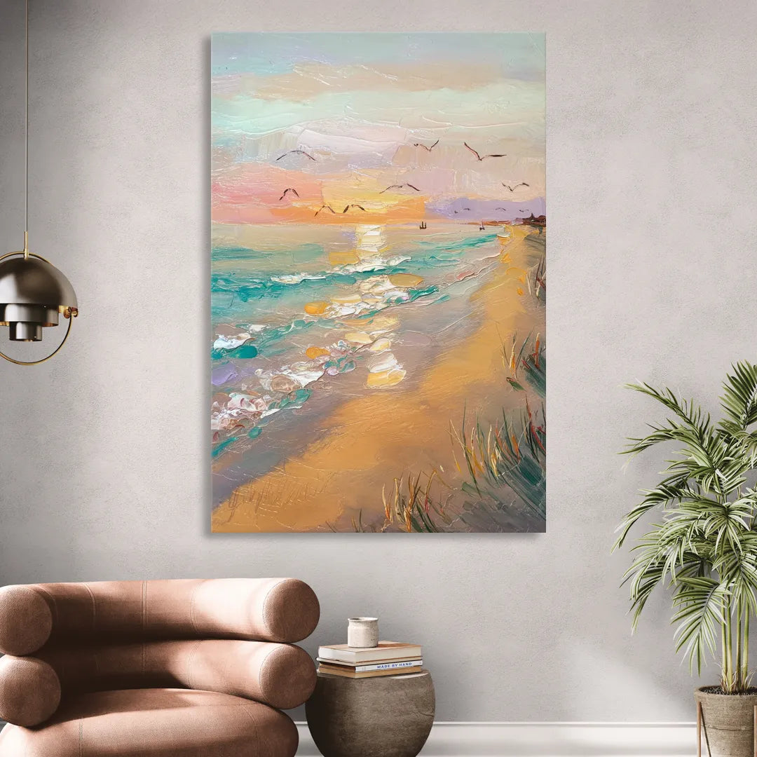 Galveston Beach Sunrise Sitting Room - Canvas Wall Art