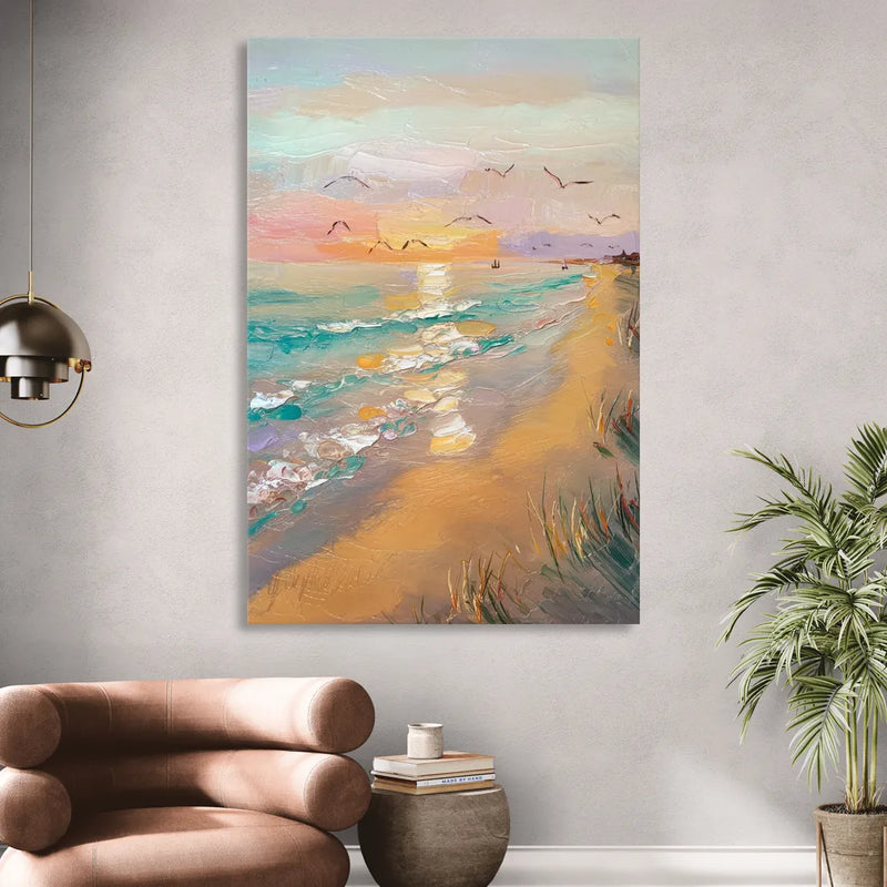 Galveston Beach Sunrise Sitting Room - Canvas Wall Art