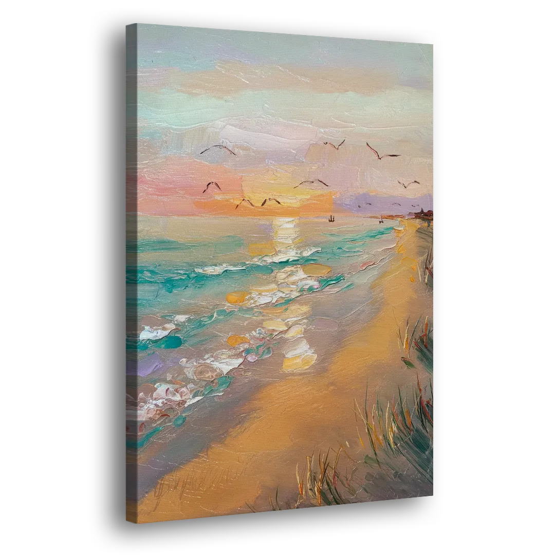 Galveston Beach Sunrise Side - Canvas Wall Art