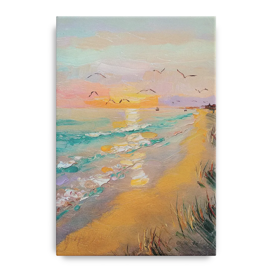 Galveston Beach Sunrise Front - Canvas Wall Art