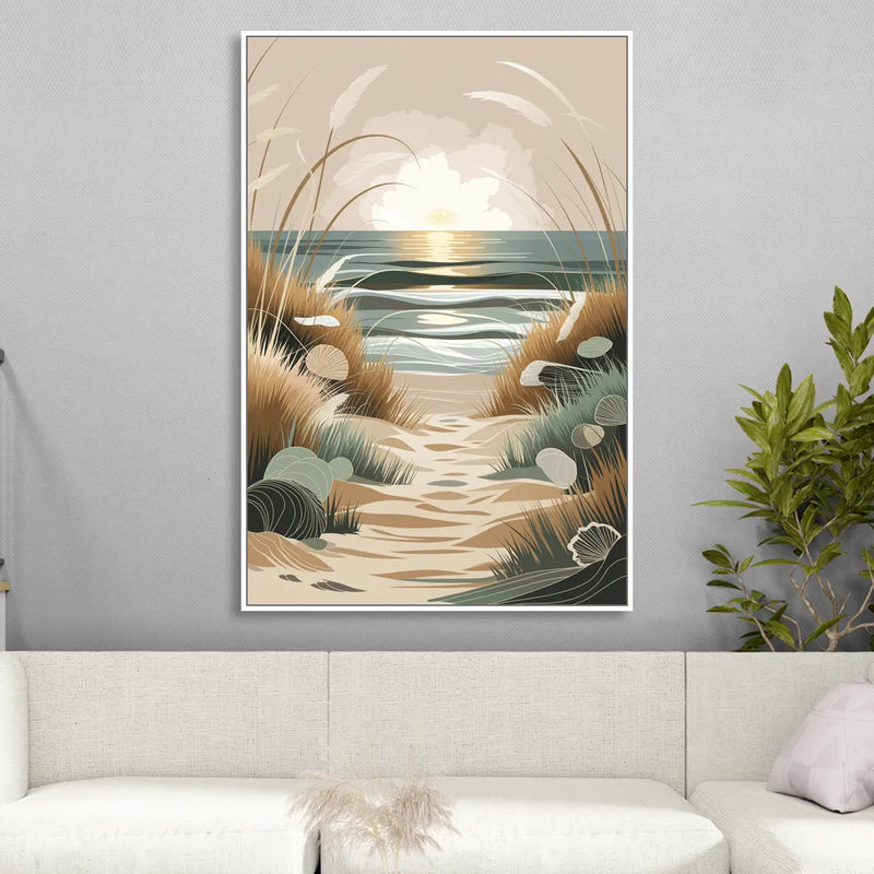 Galveston Coastal Vibes Sitting Room - White Canvas Wall Art
