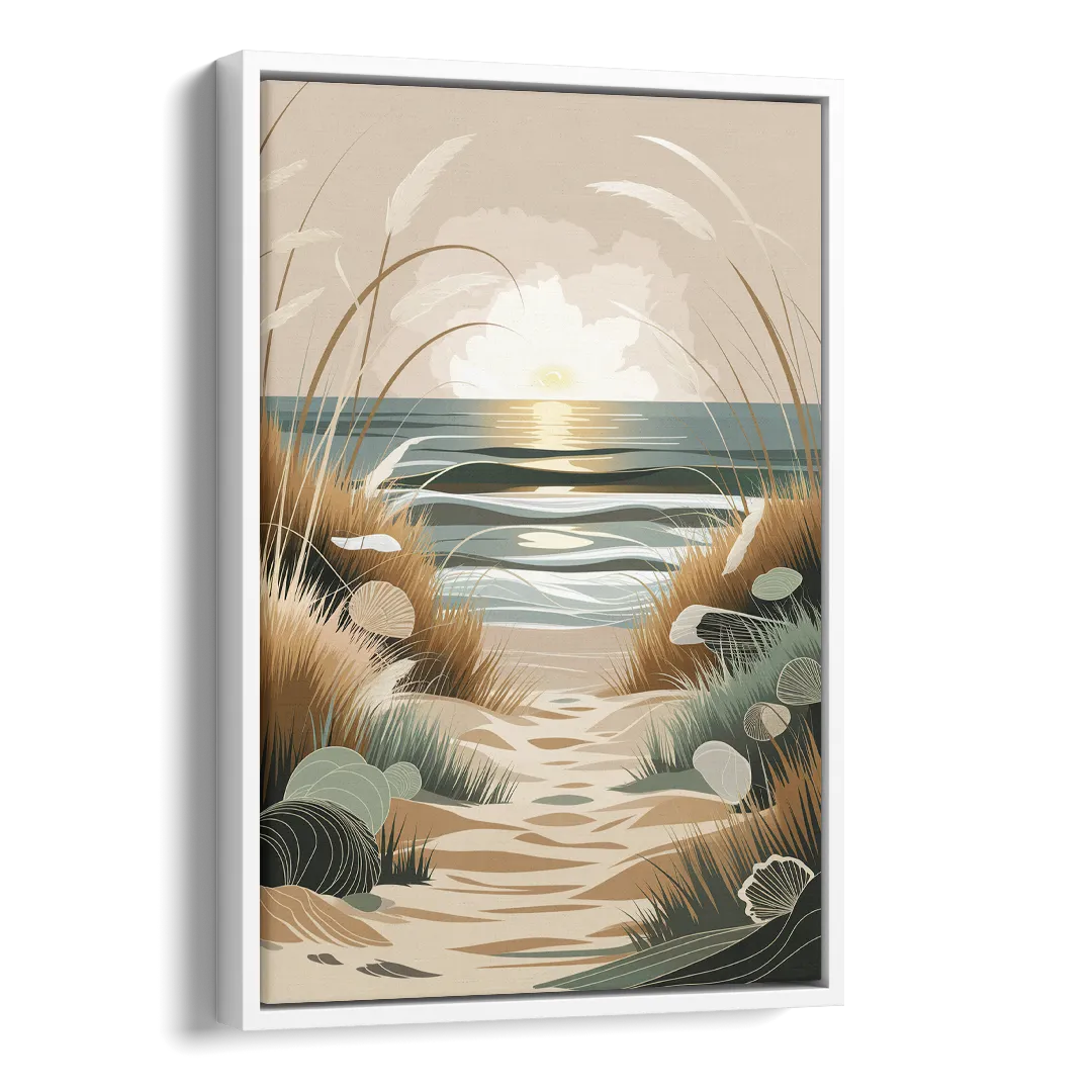 Galveston Coastal Vibes Side - White Canvas Wall Art