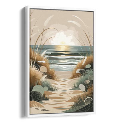 Galveston Coastal Vibes Side - White Canvas Wall Art