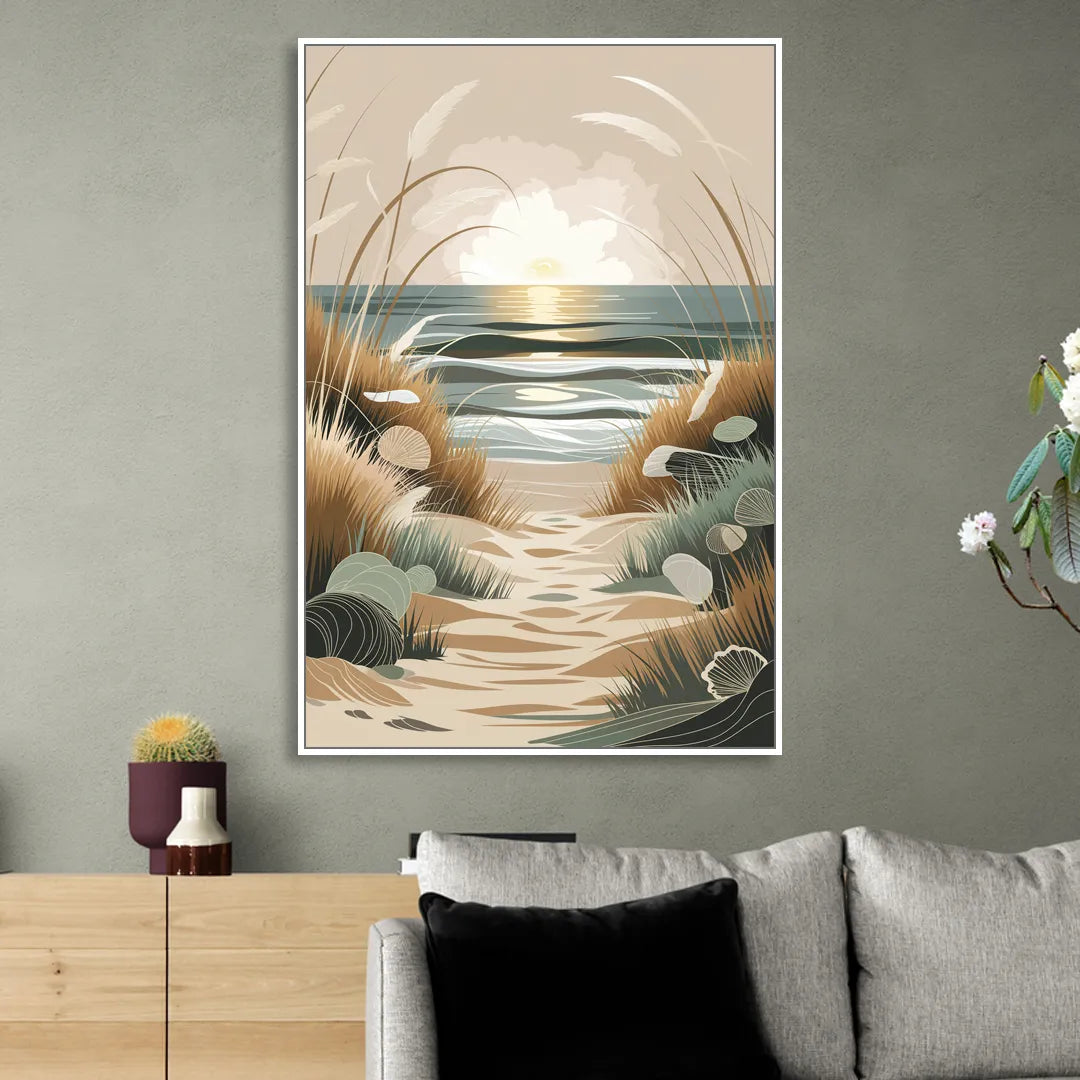 Galveston Coastal Vibes Living Room - White Canvas Wall Art