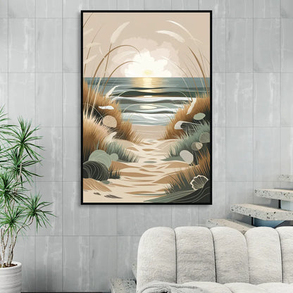 Galveston Coastal Vibes Sitting Room - Black Canvas Wall Art