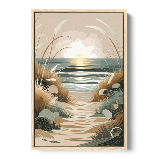 Galveston Coastal Vibes - Oak Framed Canvas Wall Art - Front