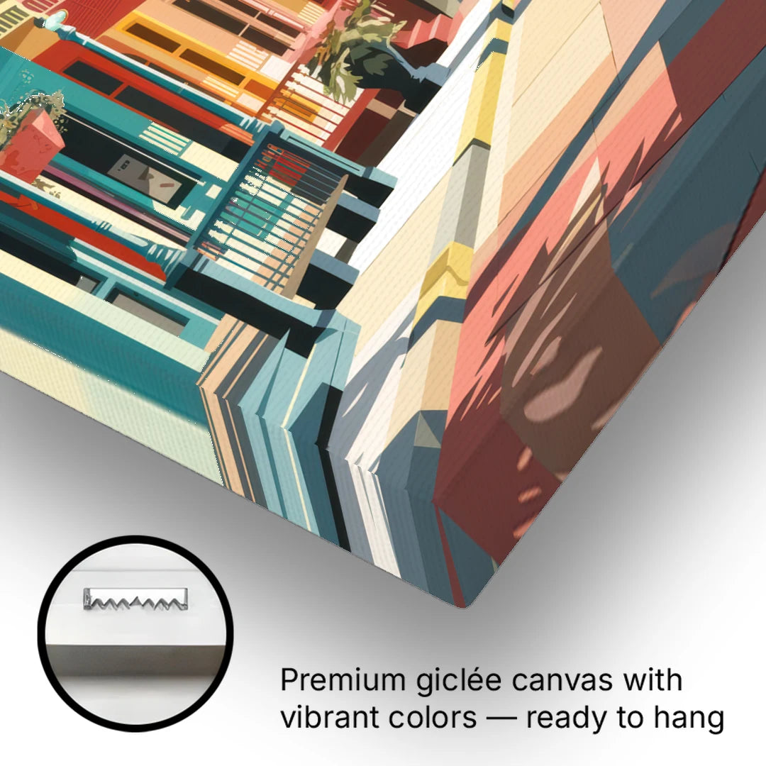 Galveston Downtown Charm - Canvas Wall Art - Gallery Wrap Corner