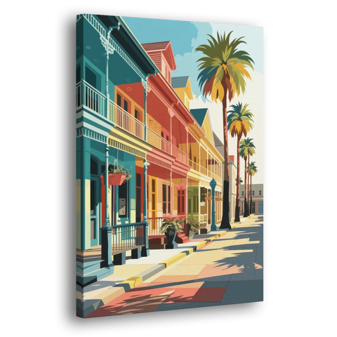 Galveston Downtown Charm - Canvas Wall Art - Side