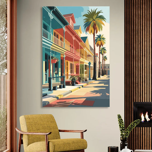 Galveston Downtown Charm Living Room - Canvas Wall Art