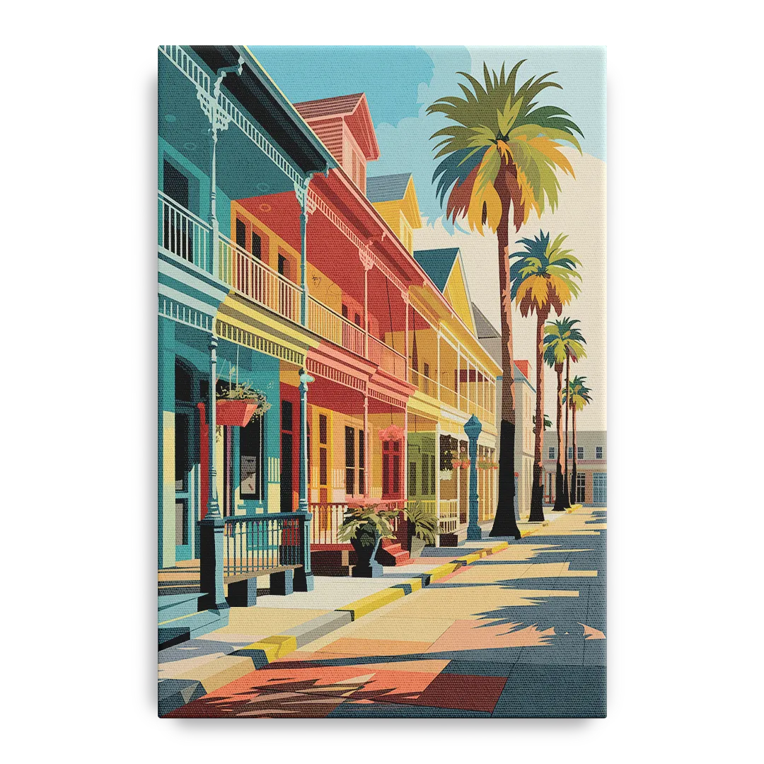 Galveston Downtown Charm Front - Canvas Wall Art
