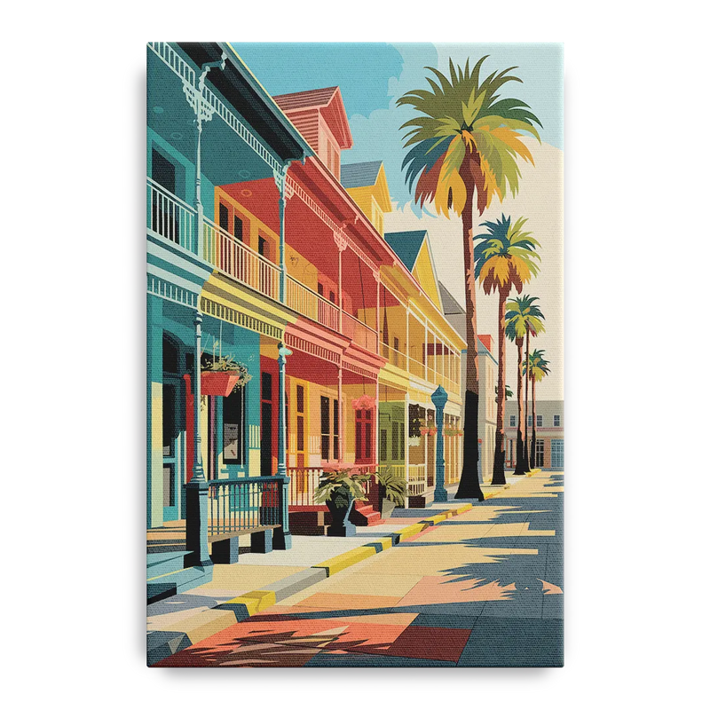 Galveston Downtown Charm Front - Canvas Wall Art