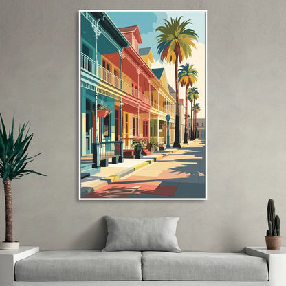 Galveston Downtown Charm Sitting Room - White Canvas Wall Art