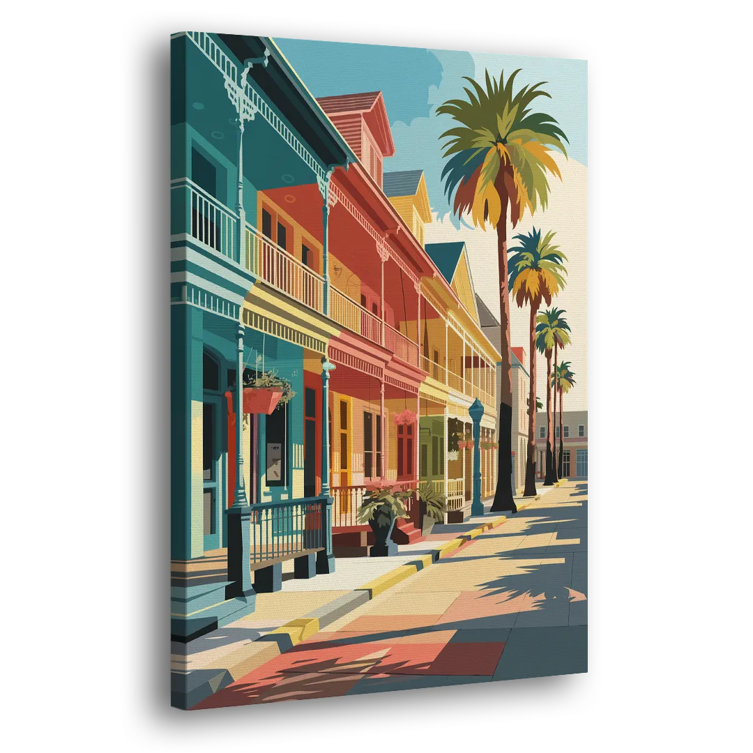 Galveston Downtown Charm Side - Canvas Wall Art