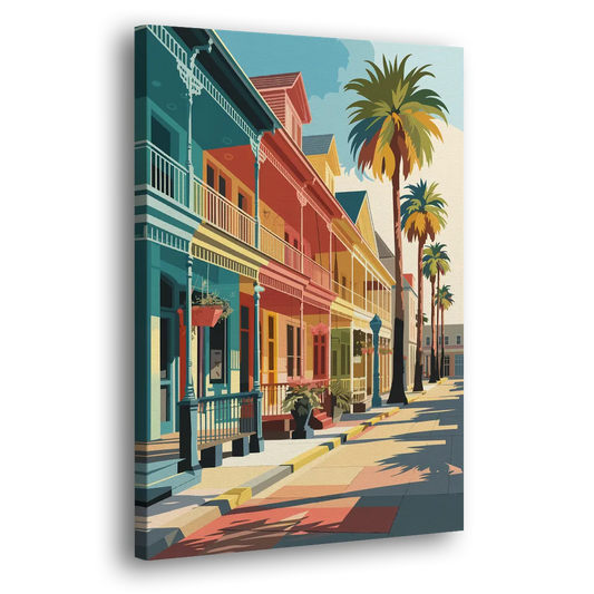 Galveston Downtown Charm Side - Canvas Wall Art