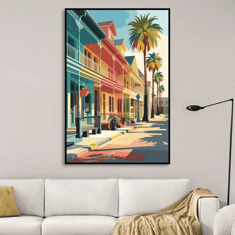Galveston Downtown Charm Sitting Room - Black Canvas Wall Art