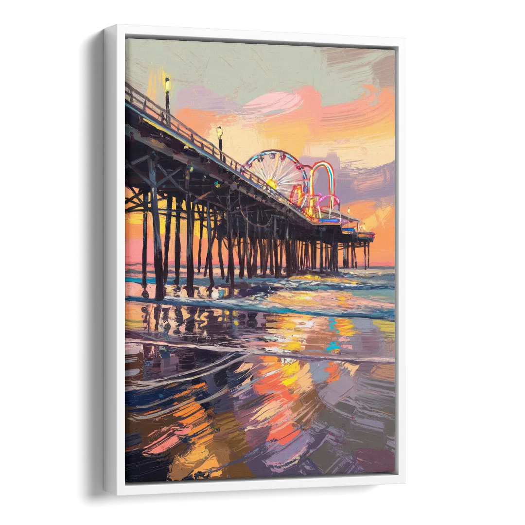 Galveston Historic Pier Side - White Canvas Wall Art