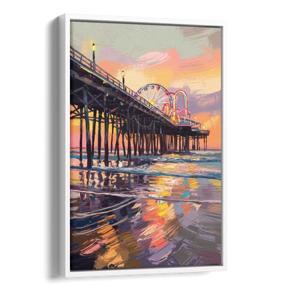 Galveston Historic Pier Side - White Canvas Wall Art
